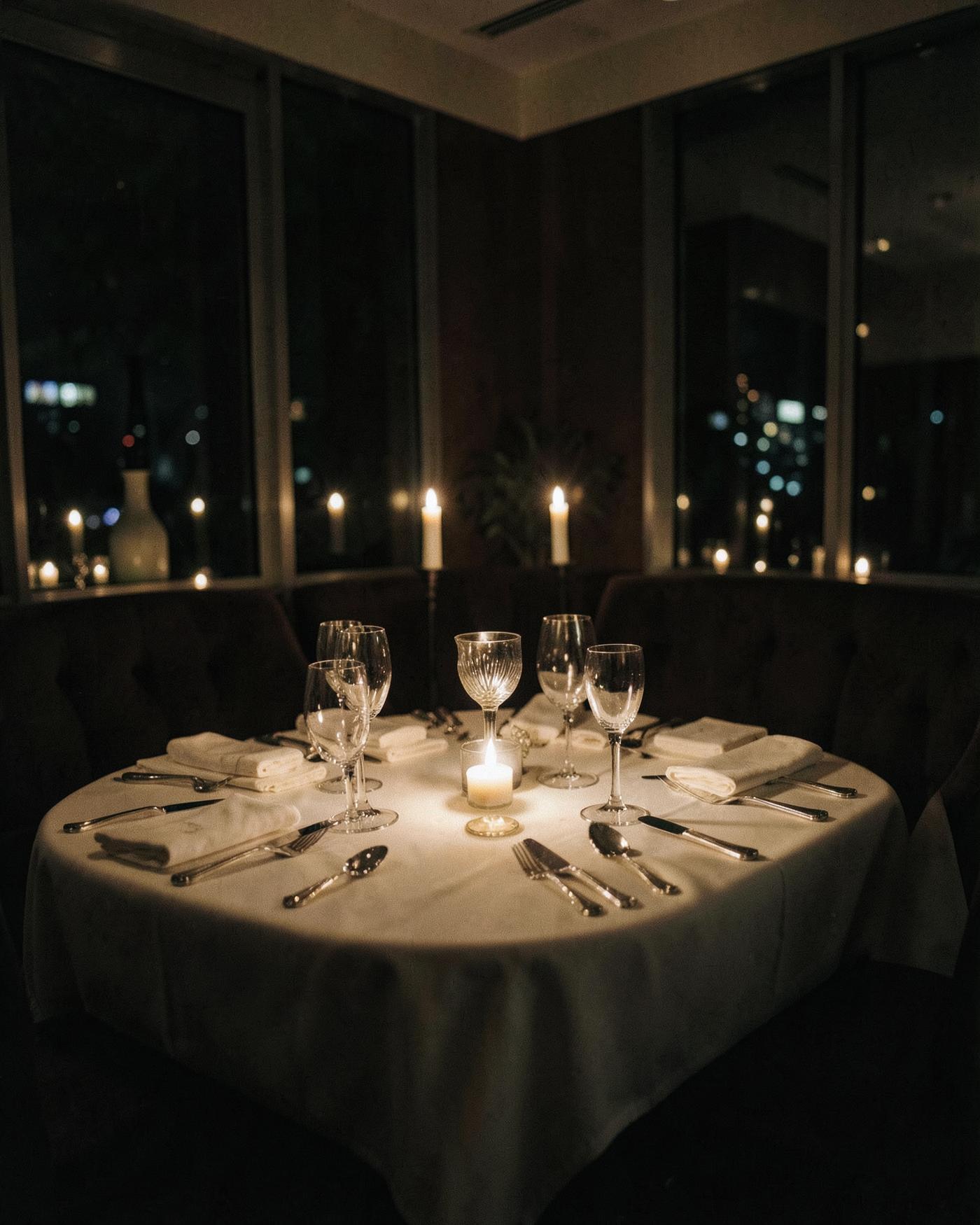 Candlelit private dining room
